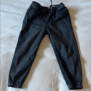 H&M Toddler Girl Black Ruffle Denim Joggers - 3T